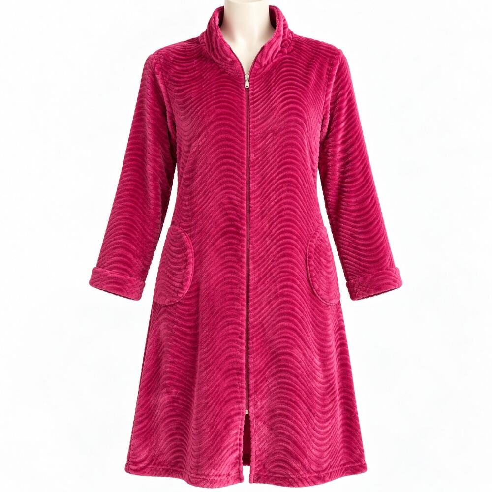 Stan Herman Pink Plush Zip Front Robe Lounger Women's Plus 3X